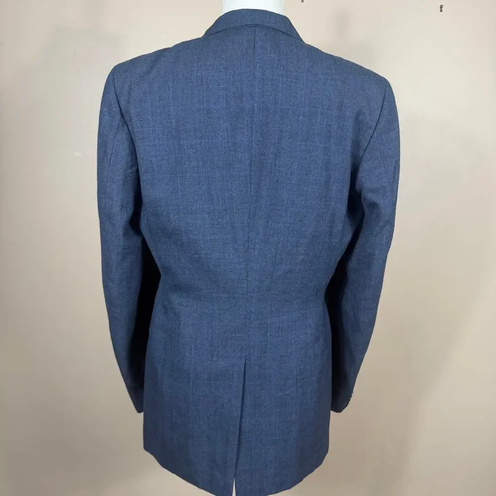 Bombay Town Japan Custom Blue Plaid Check Double Breasted Blazer Suit Coat 40